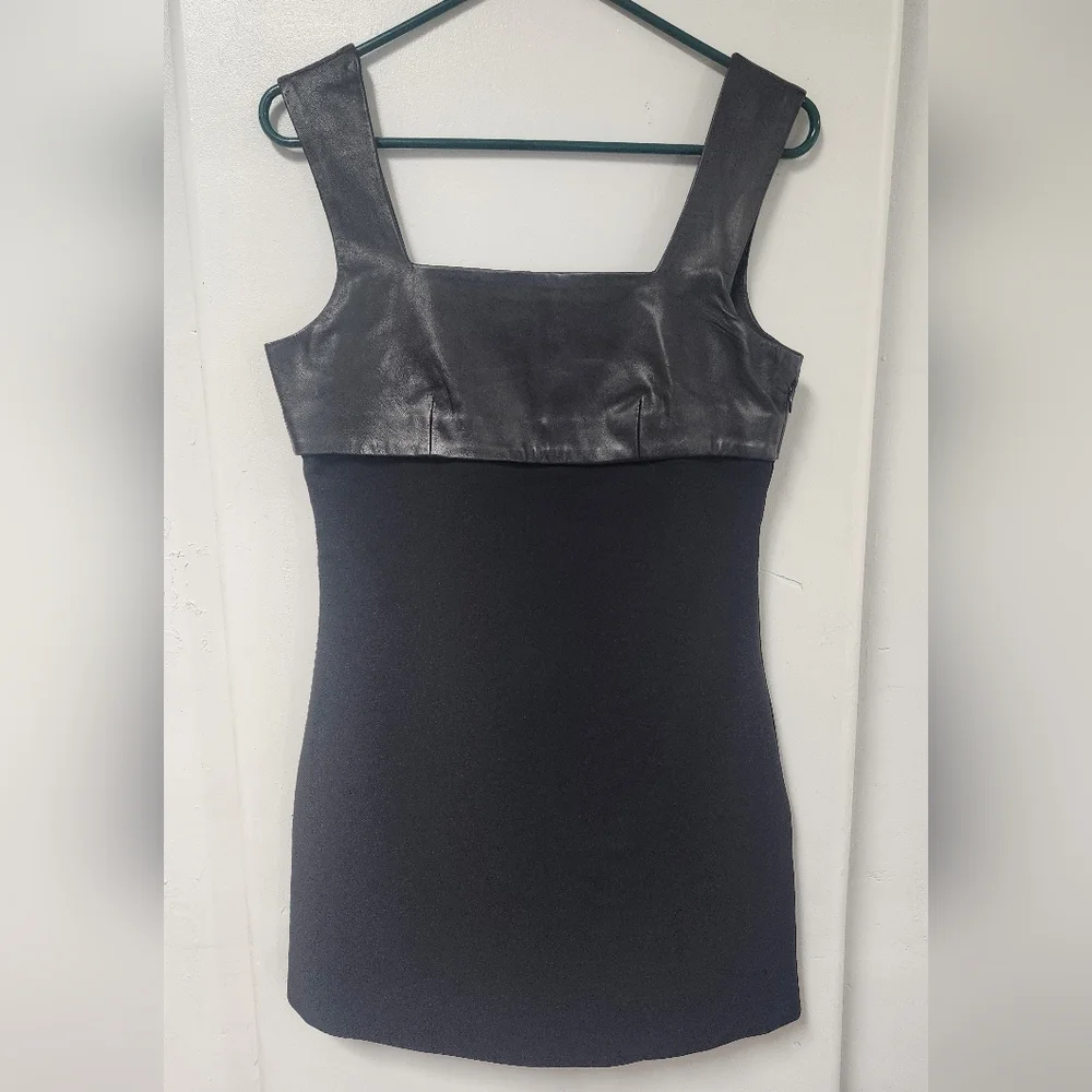 The Kooples Black Lambskin Leather Bust Dress - Picture 1 of 6